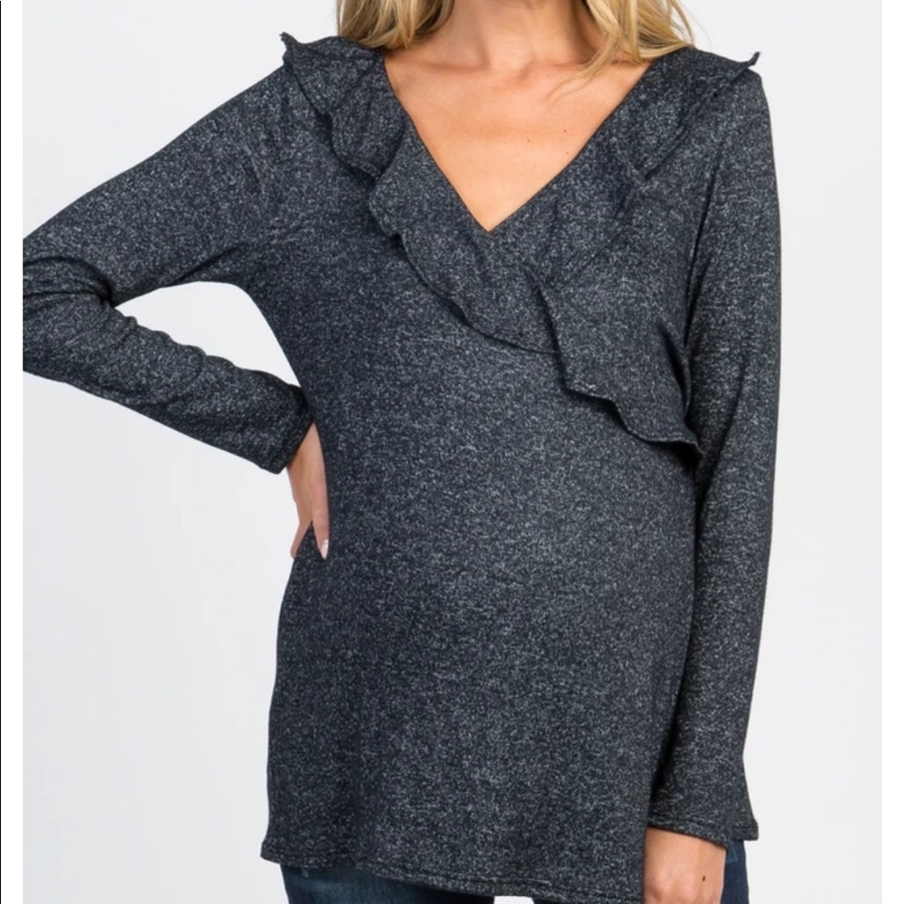 Grey long sleeve maternity top